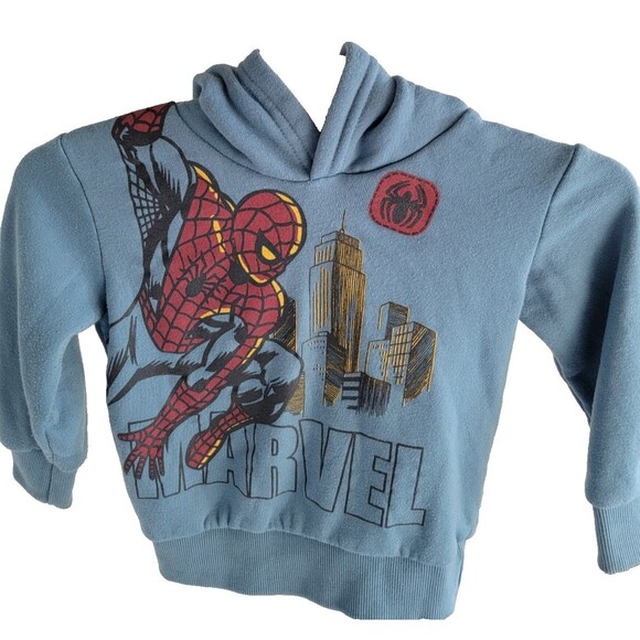 Two (lot)Marvel Spider Man 3T cream and Blue Hoody Sweater - Picture 4 of 9
